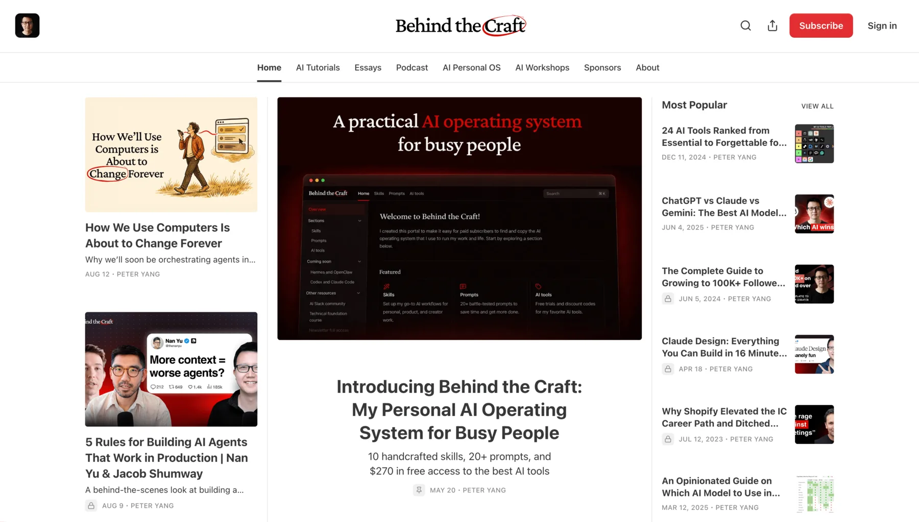 Behind the Craft newsletter by Peter Yang