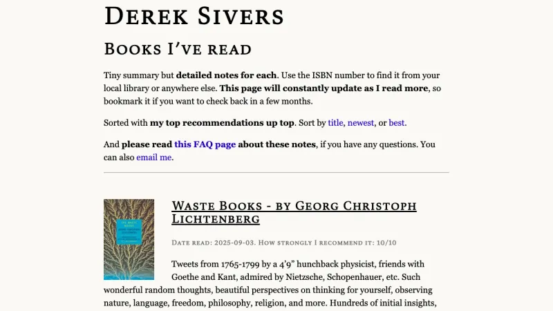 Derek Sivers Book Summaries Page