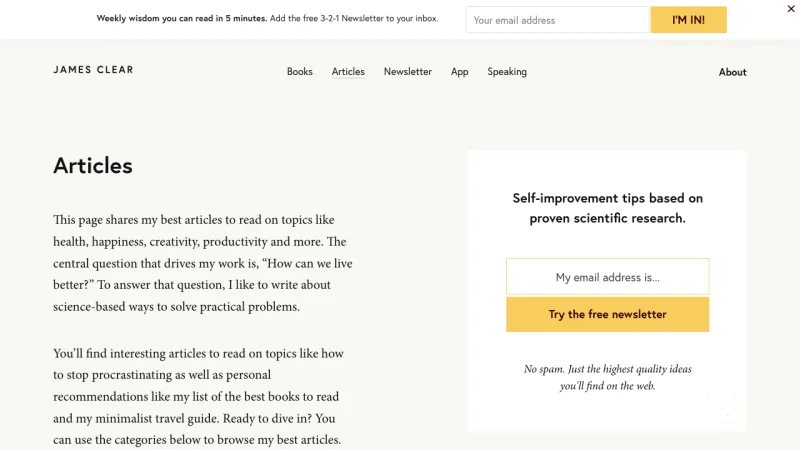 James Clear Blog Page