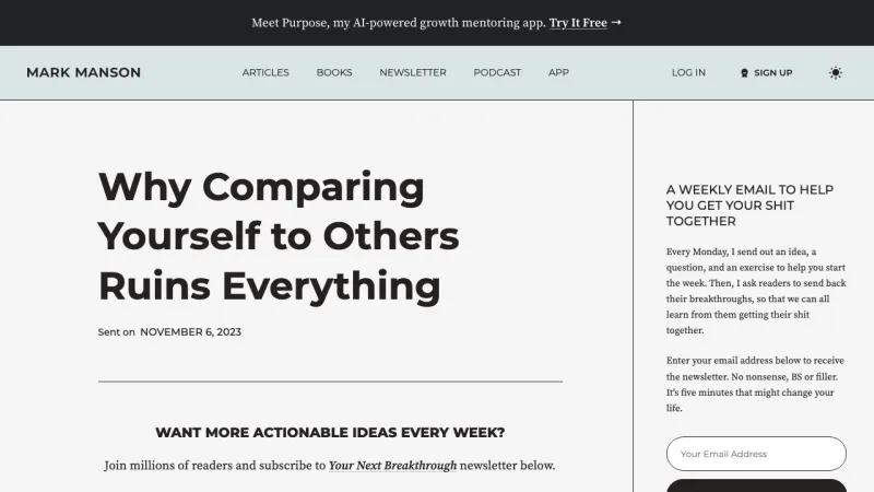 Mark Manson Newsletter Post Type