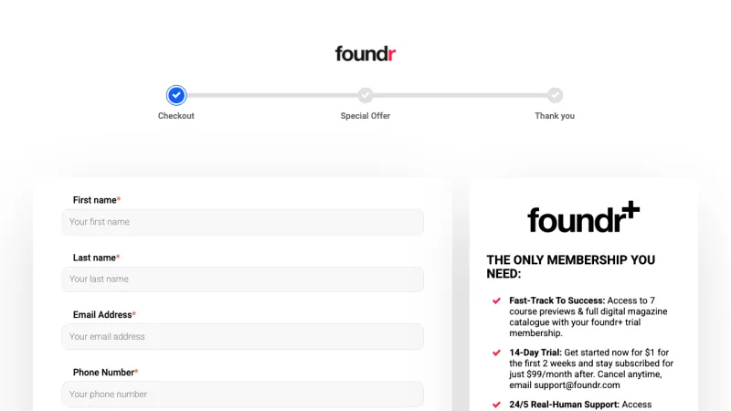 Foundr Checkout Page