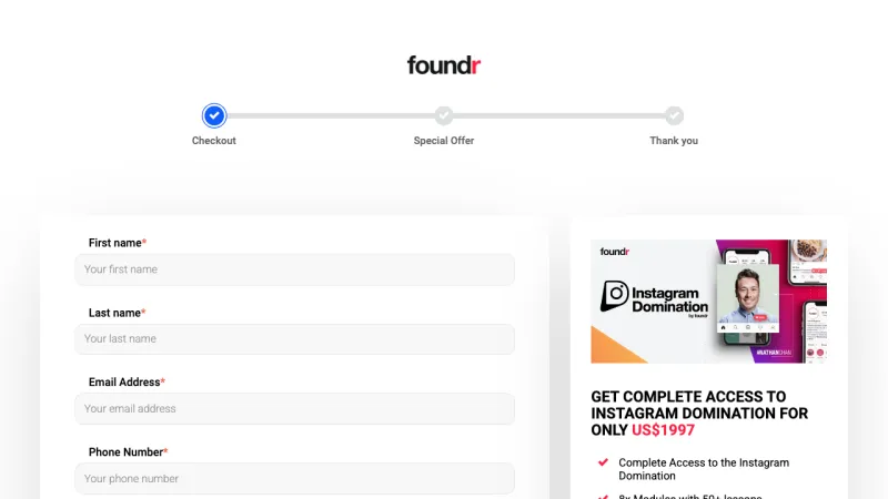 Foundr - Instagram Domination - Checkout Page