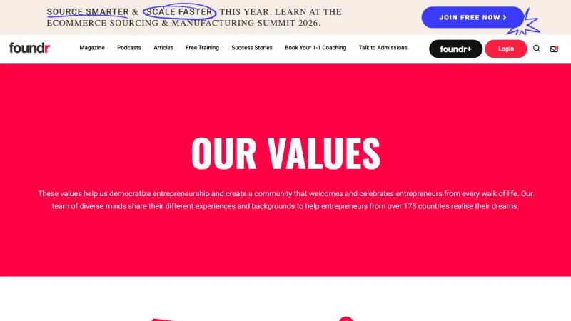 Foundr Company Values Page