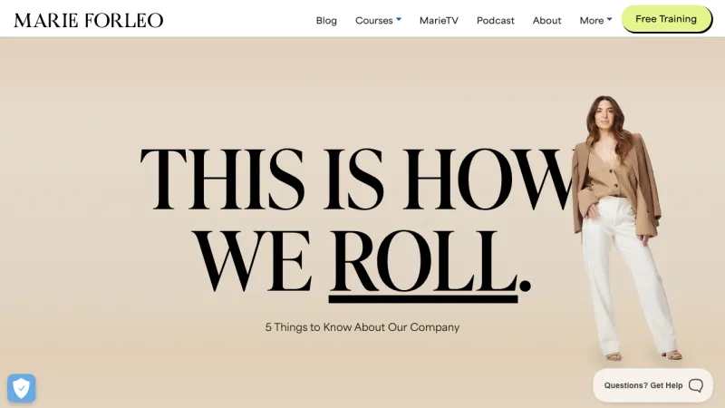 Marie Forleo Company Values Page