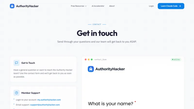 Authority Hacker Contact Page