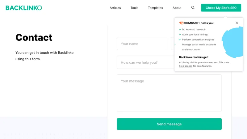 Backlinko Contact Page