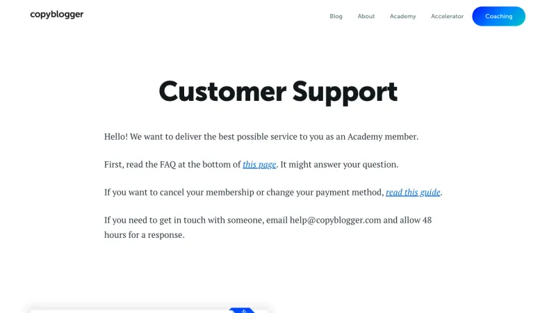 Copyblogger - Support Page