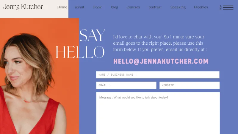 Jenna Kutcher - Contact page