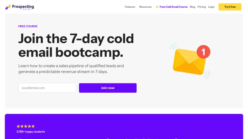 7-day cold email bootcamp – Prospecting Toolkit
