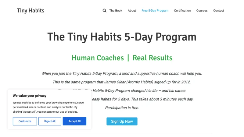 Free 5-Day Program to Build Habits – Tiny Habits