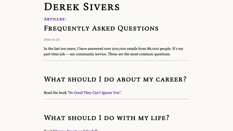 Derek Sivers FAQ Page