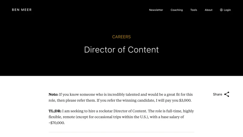 Ben Meer - Careers Page