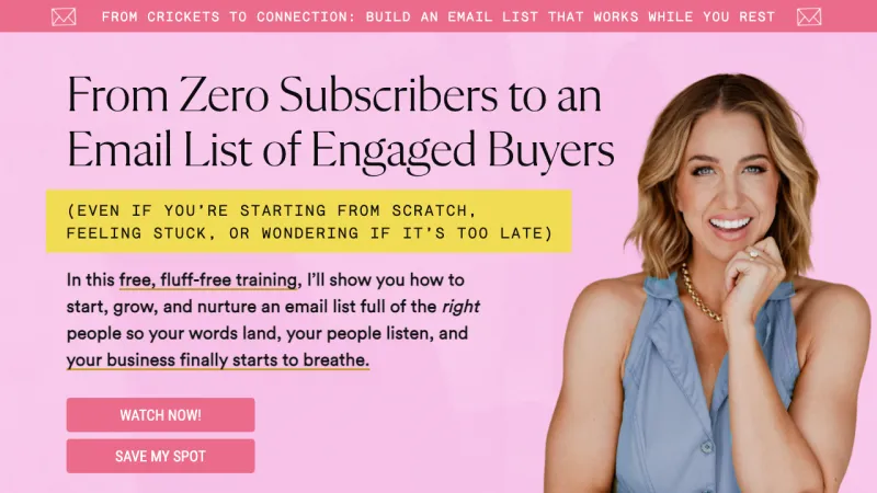 Jenna Kutcher - Free Email List Training - Webinar Funnel
