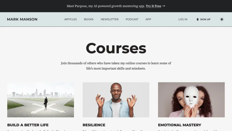 Mark Manson Courses Page