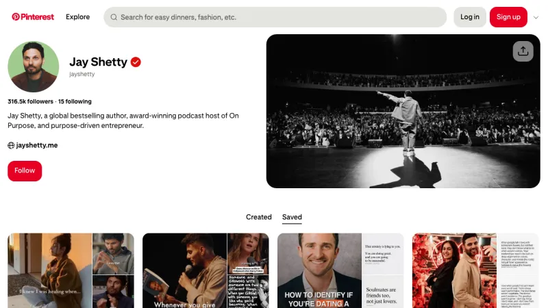 Jay Shetty - Pinterest Examples