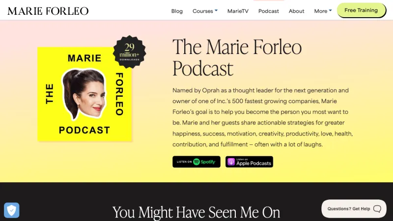 Marie Forleo Podcast Page