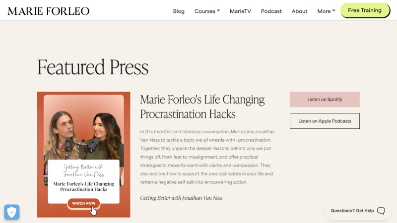 Marie Forleo Press & Media Page
