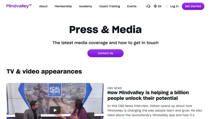 Mindvalley Press Page