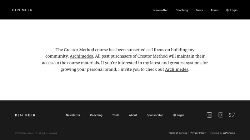 Ben Meer - Courses Page