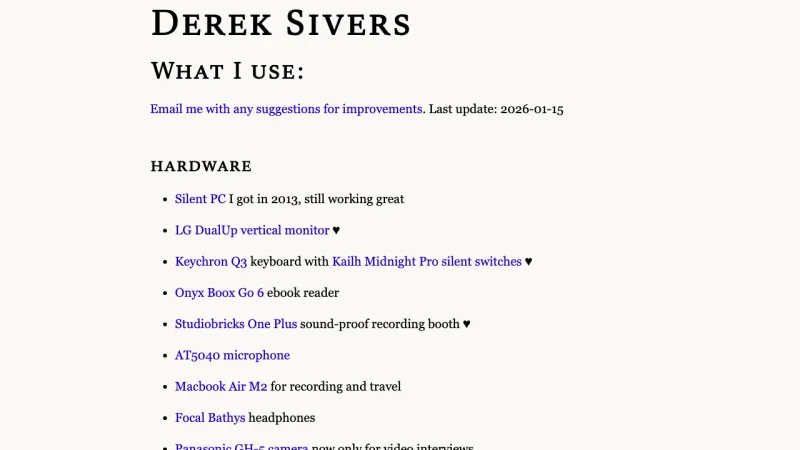 Derek Sivers Simple Tools Page