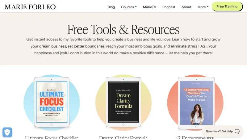 Marie Forleo Resources Page