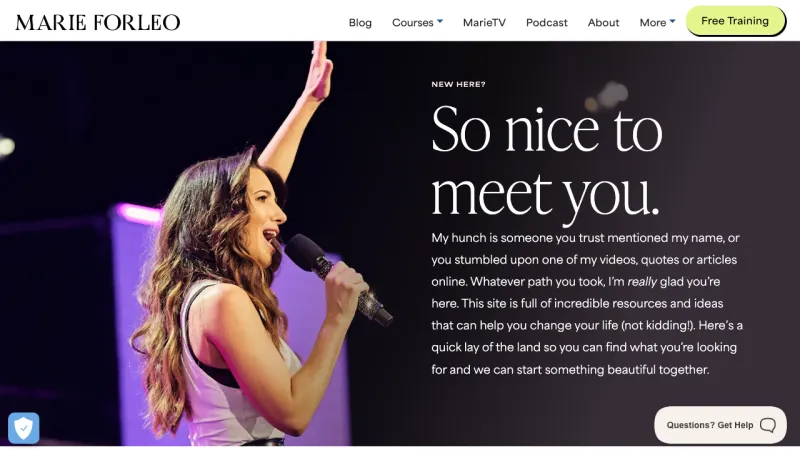 Marie Forleo Start Here Page
