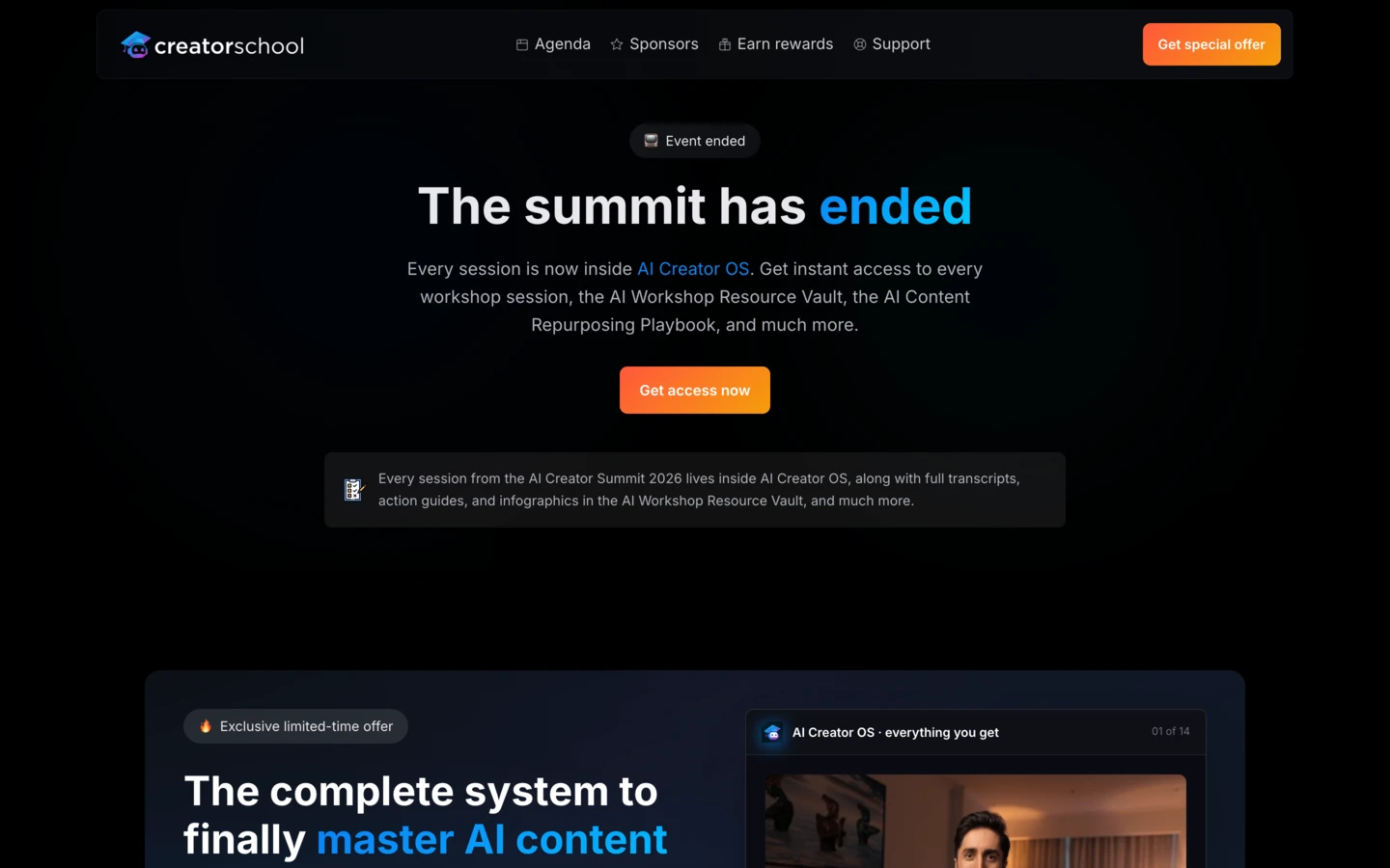 Summit Event Ended Page (Dark)