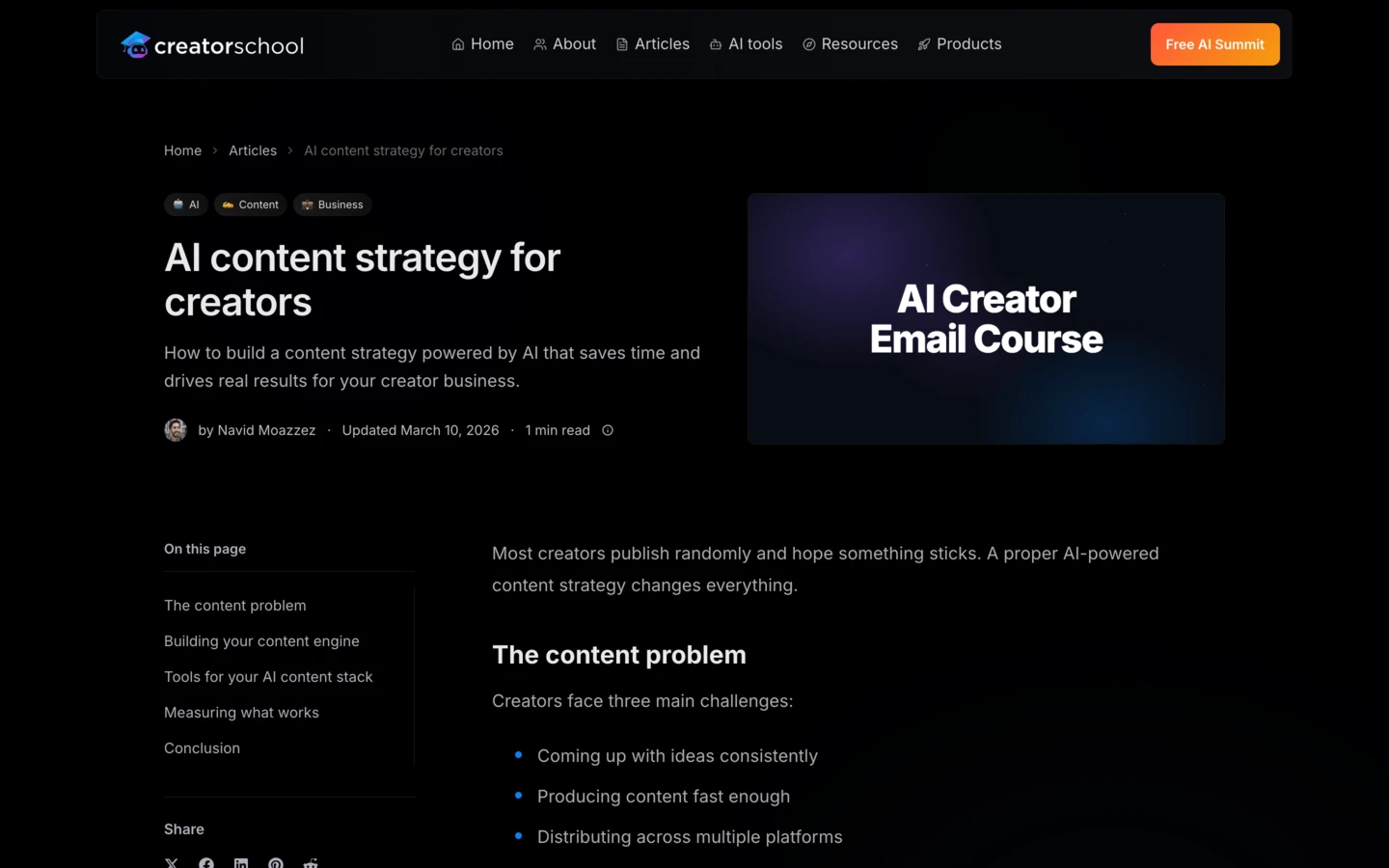 Article / Blog Post Page (Dark)
