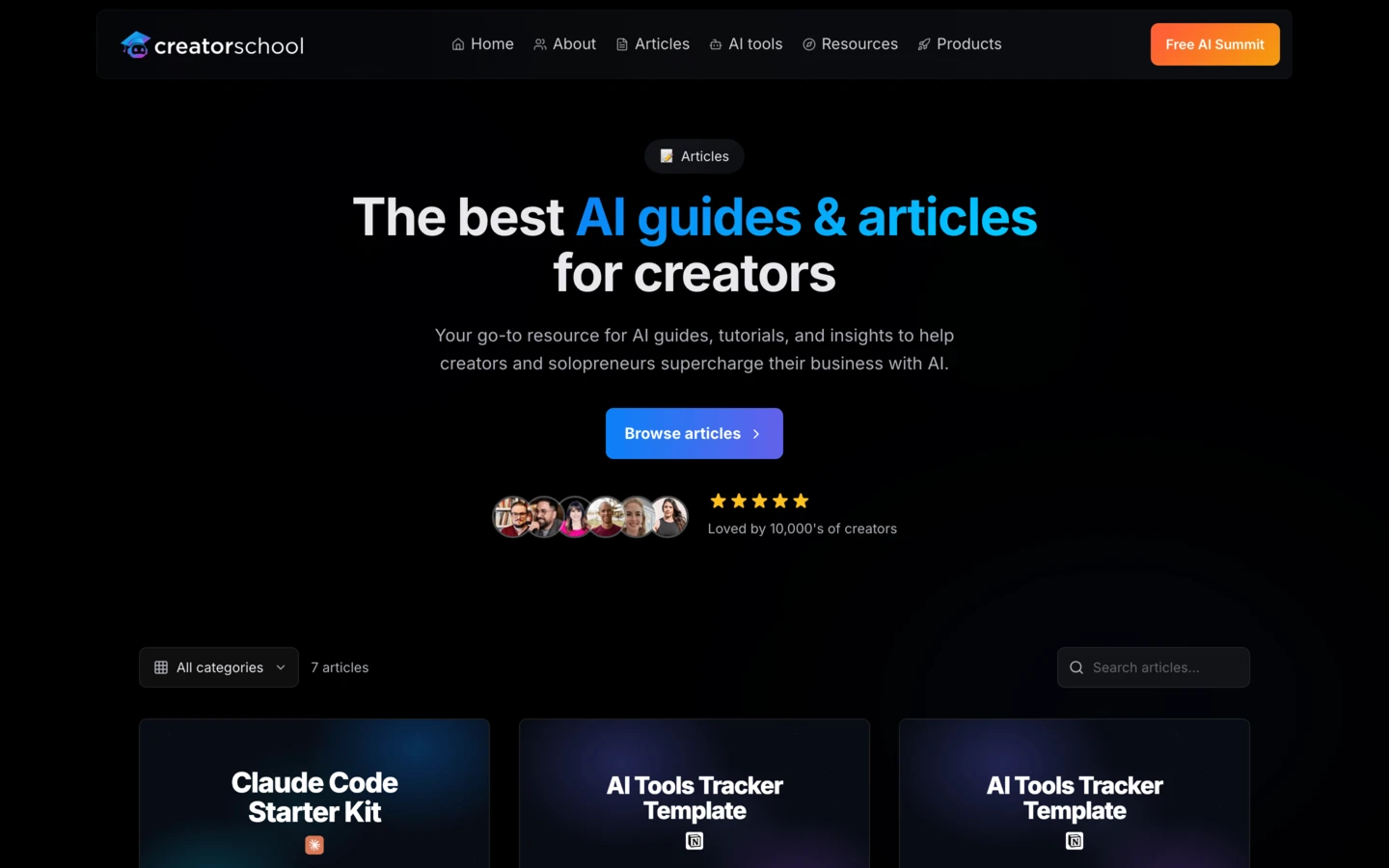 Blog / Articles Page (Dark)