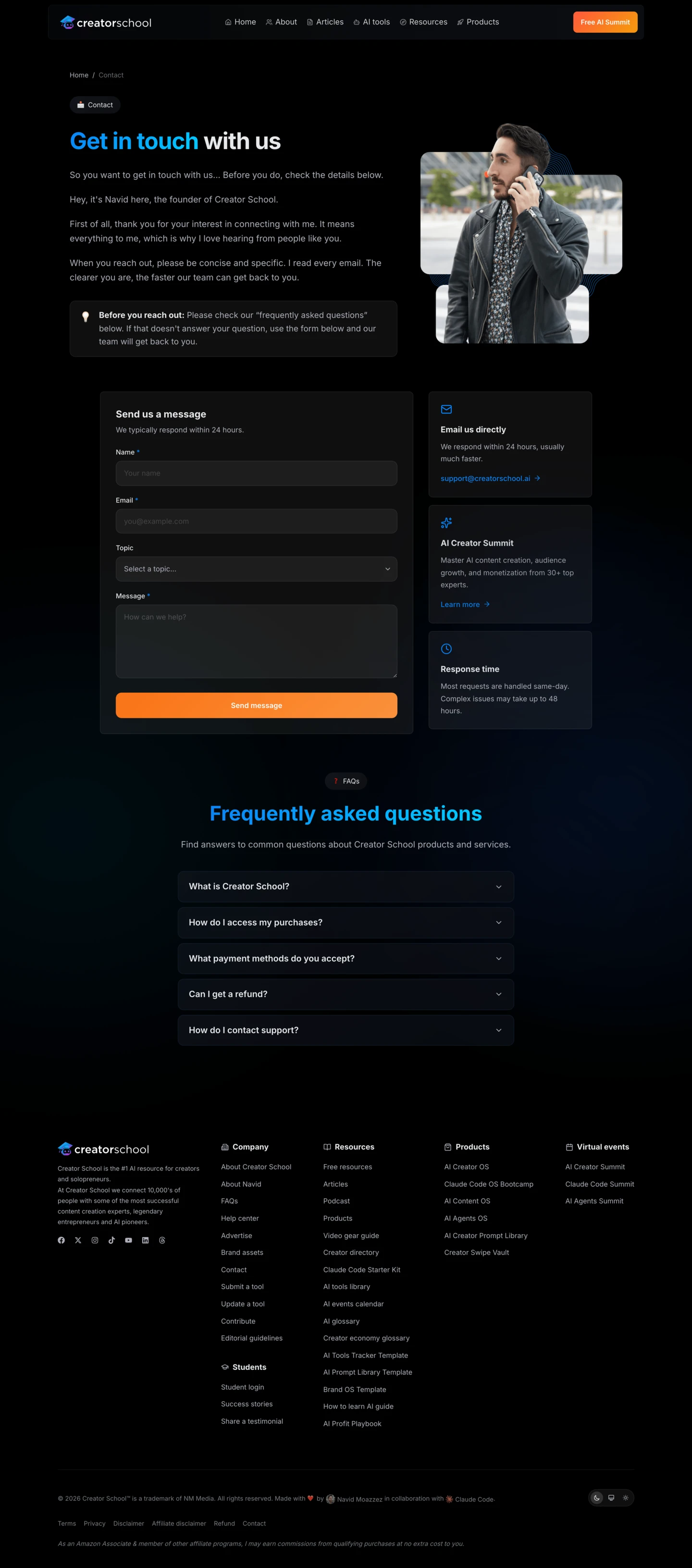 Contact Page (Dark)