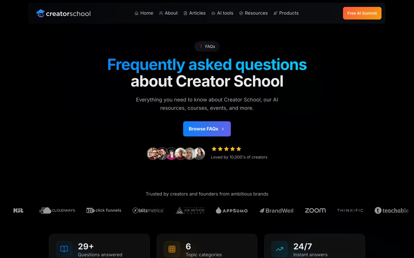 FAQ Page (Dark)