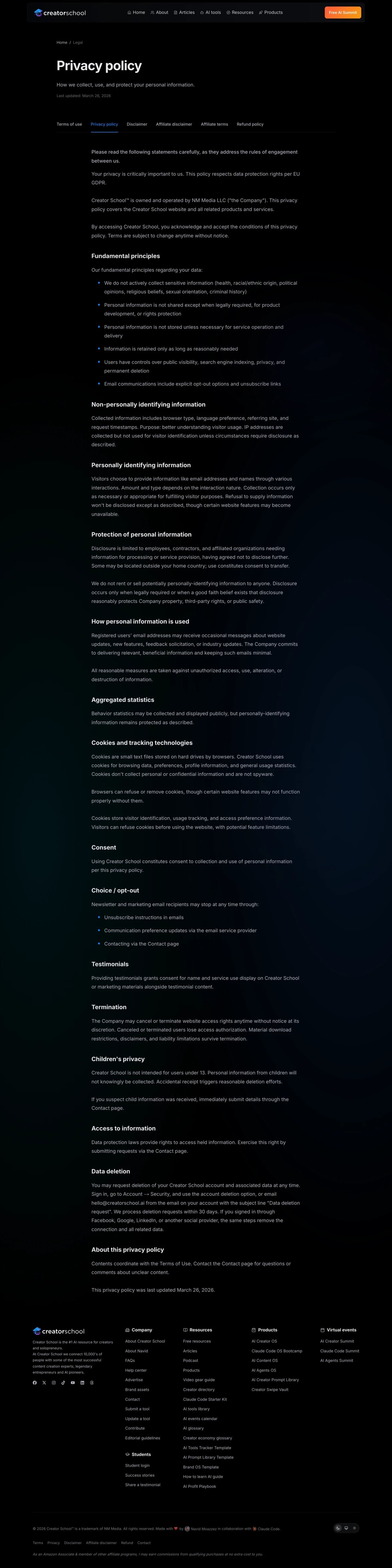 Legal Pages (Dark)