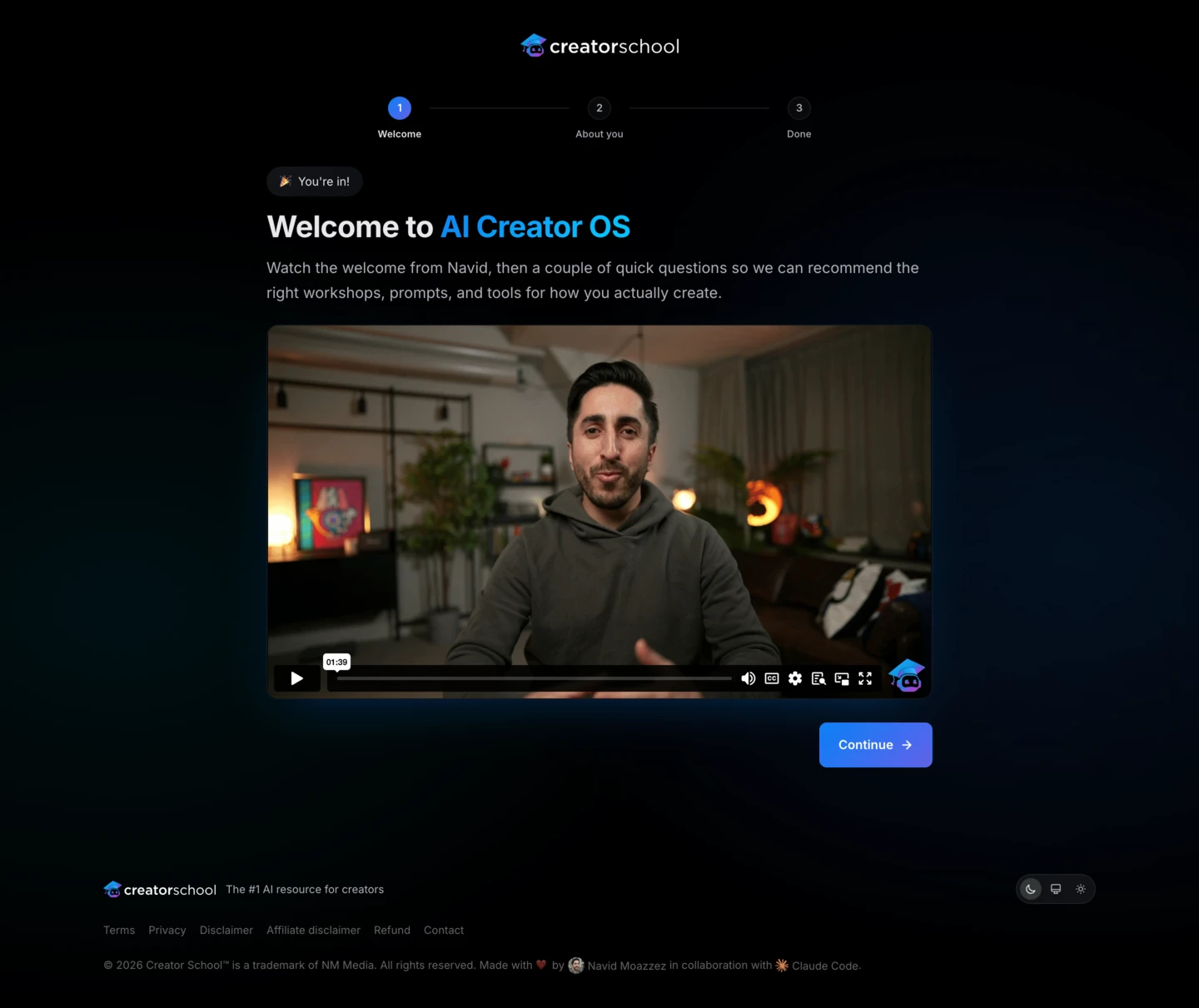 Onboarding Page (Dark)
