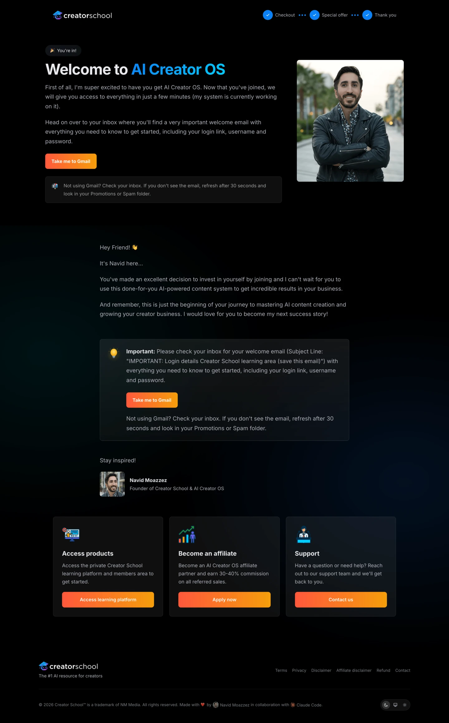 Order Confirmation Page (Dark)