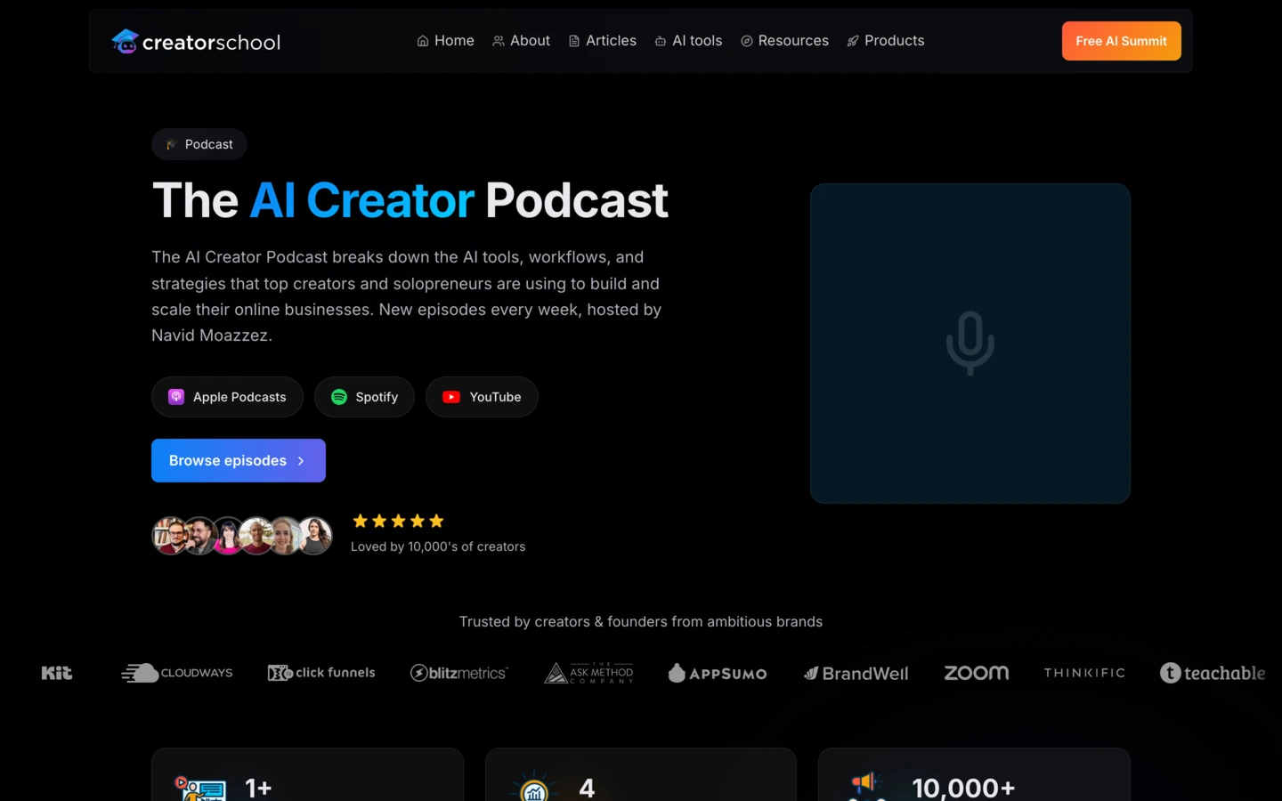 Podcast Index Page (Dark)