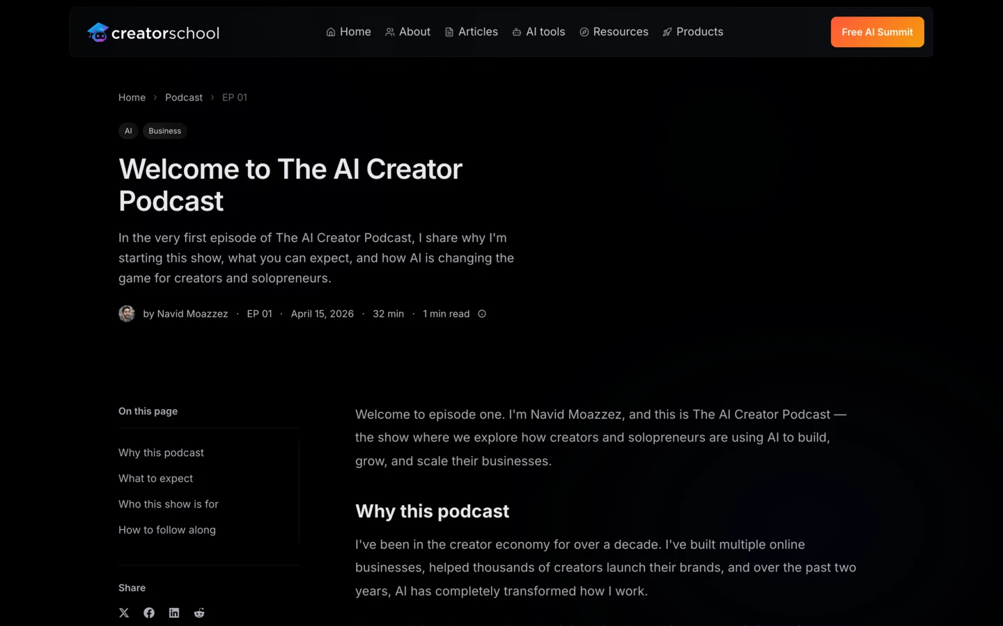 Podcast Episode / Show Notes (Dark)
