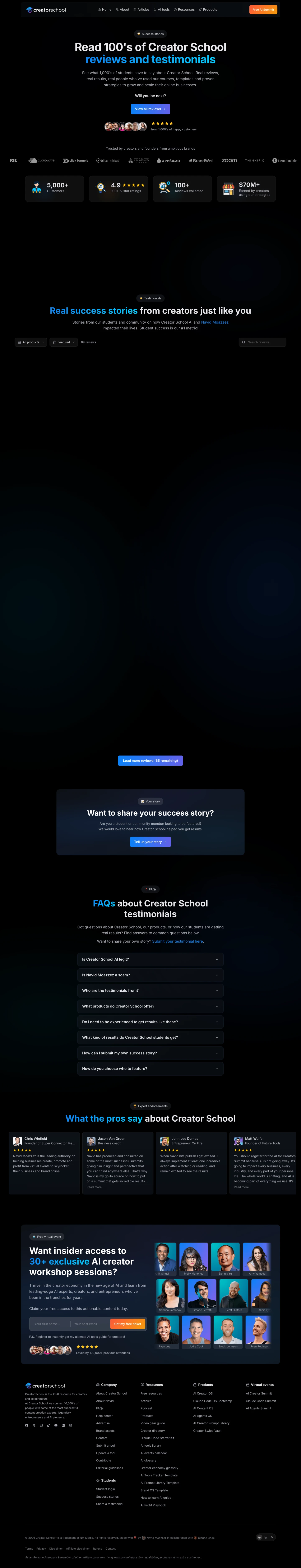 Testimonials Page (Dark)